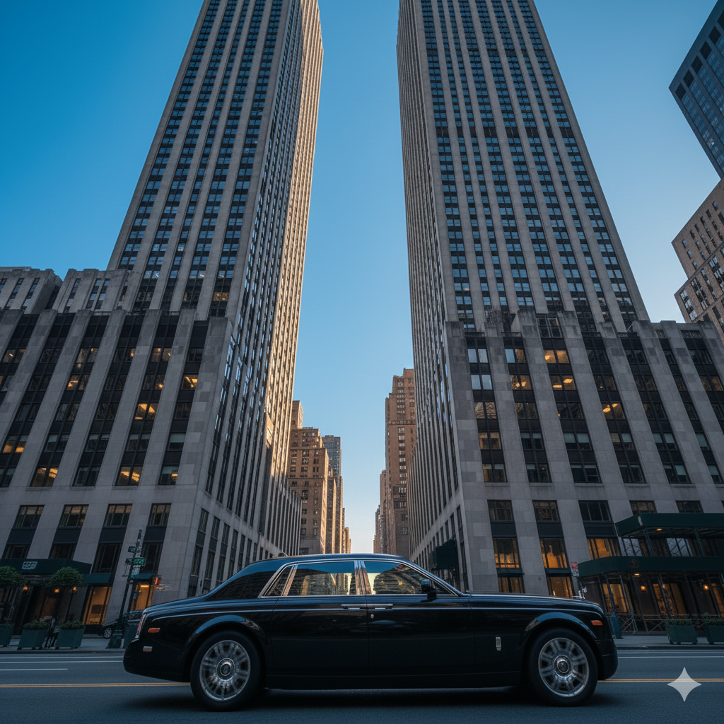 Ultra-luxury residential skyscrapers of Manhattan with blue sky