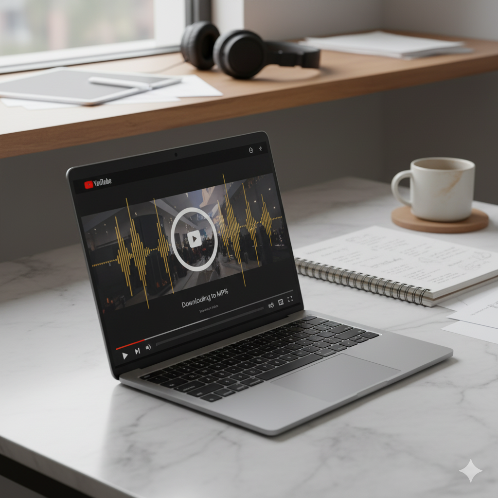 Laptop downloading a YouTube video symbolizing digital culture freedom