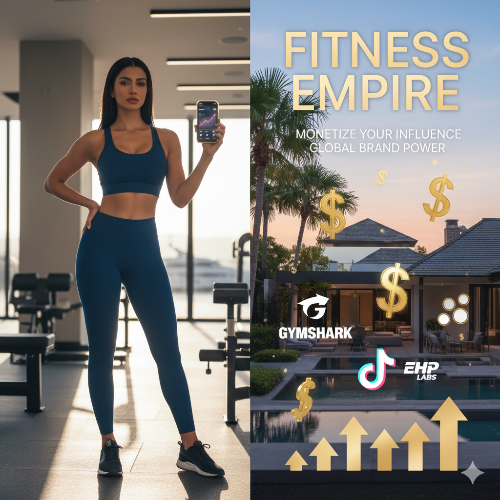 Huda Love Island fitness influencer monetization strategy showing social media success metrics and luxury brand partnerships