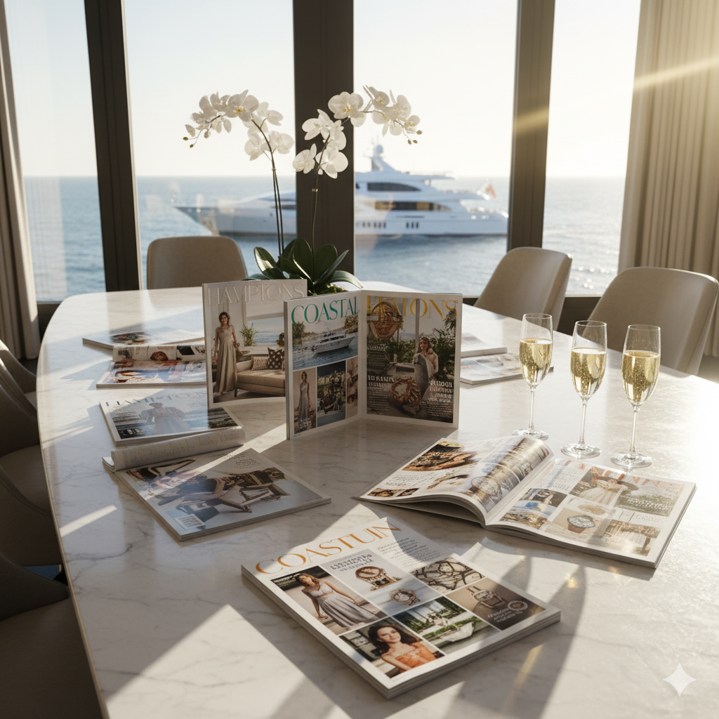 Luxury lifestyle magazine sponsorship materials showcasing premium partnership opportunities