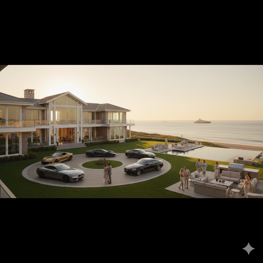 Luxury real estate marketing event showcasing exclusive Hamptons oceanfront property