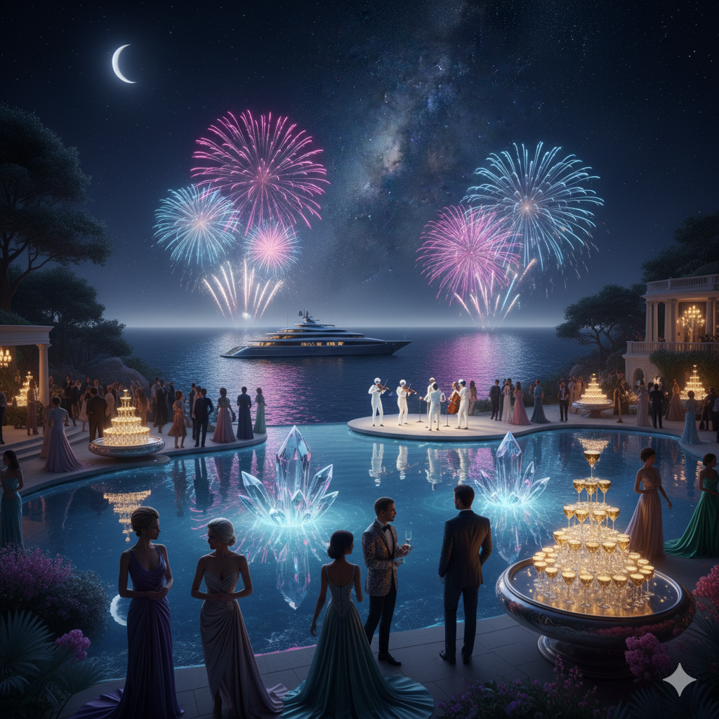 Ultra-wealthy guests at a $500K experiential Hamptons gala, showcasing luxury immersion and elite networking.