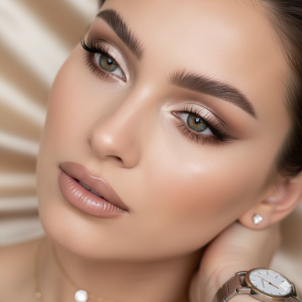 "Elegant woman with perfectly applied fox eye makeup technique showing luxury beauty trends"