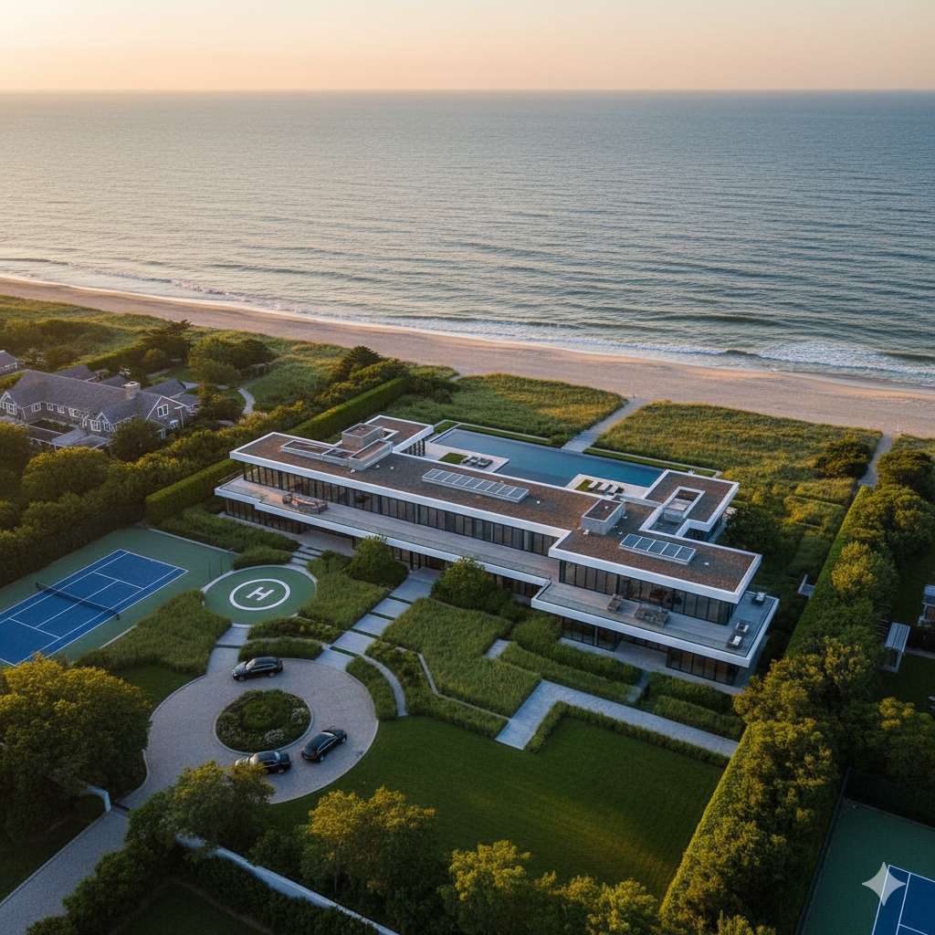 Luxury Hamptons weekend rental house oceanfront estate with private beach and helicopter pad