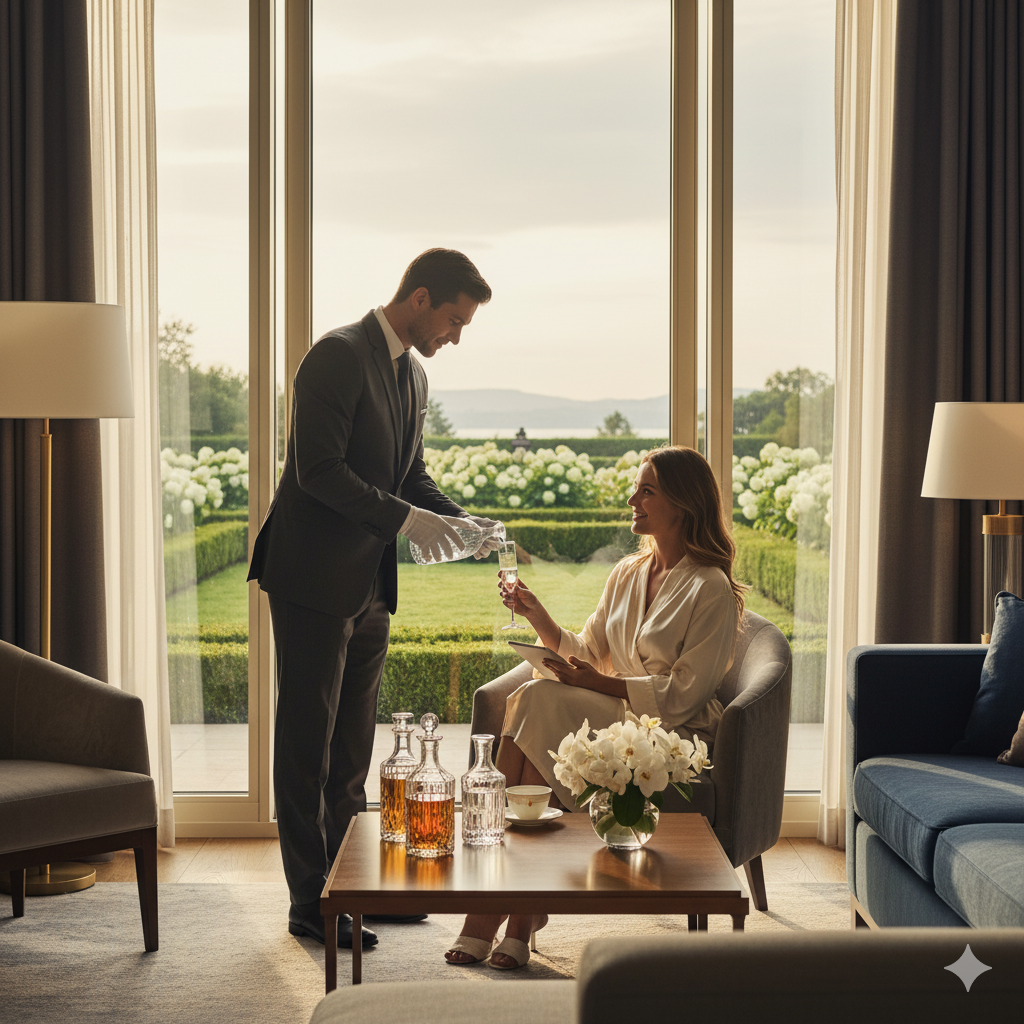 Ultra wealthy guest experience secrets in luxury hotel suite with personalized butler service