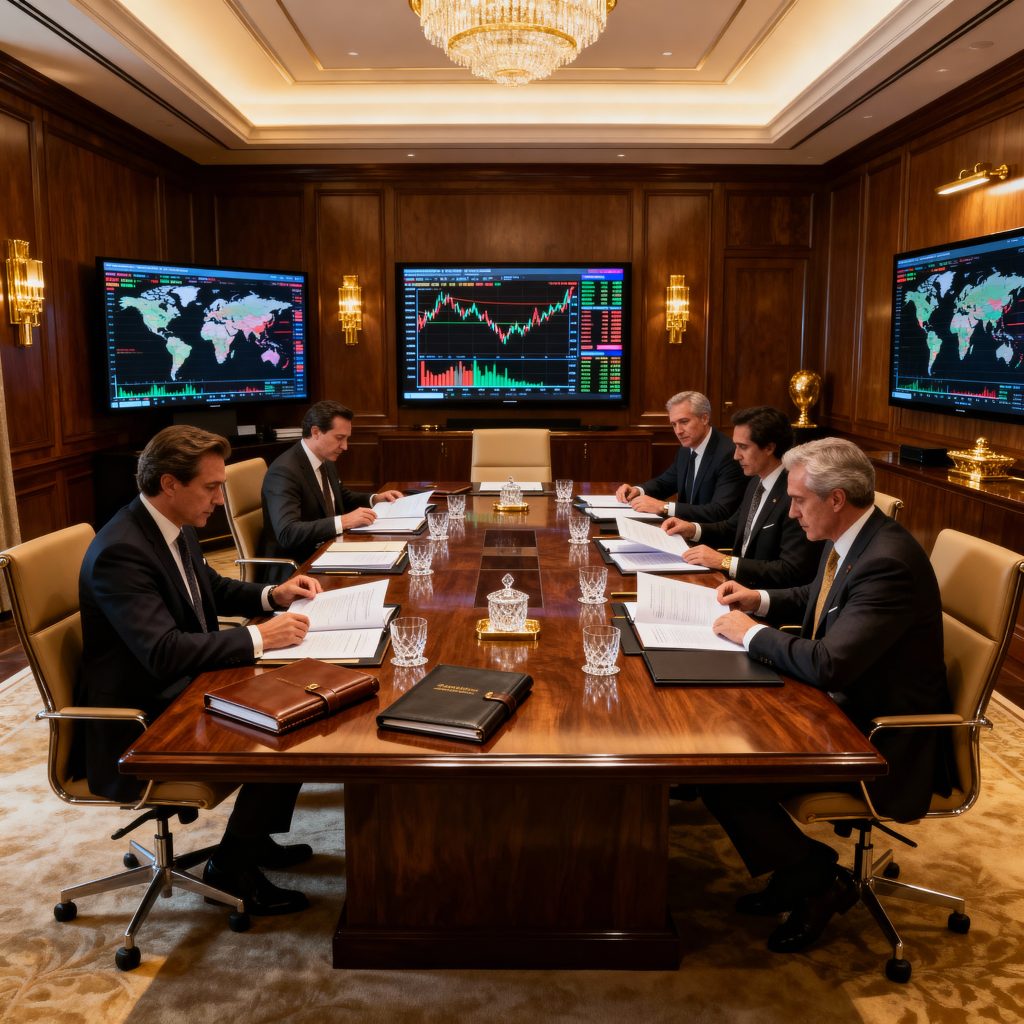 Family office investment secrets ultra wealthy market strategies with sophisticated wealth management team reviewing portfolio