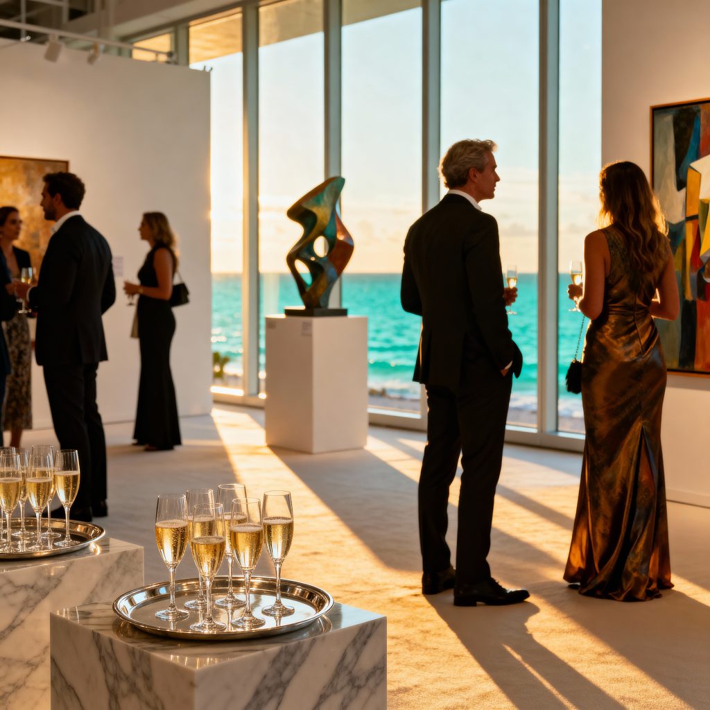 Art Basel Miami Beach 2025 VIP collectors viewing contemporary art installations