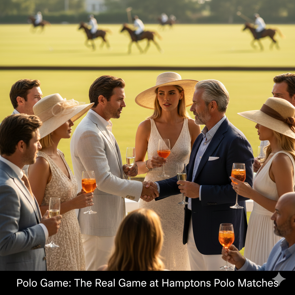 Rich Men Shaking Hands at Polo Game in the Hamptons
