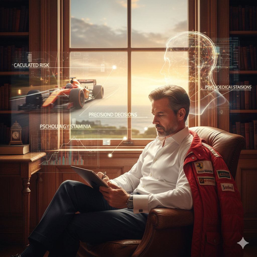 Hedge Fund Manager wearing Racing Jacket in his Hamptons house.