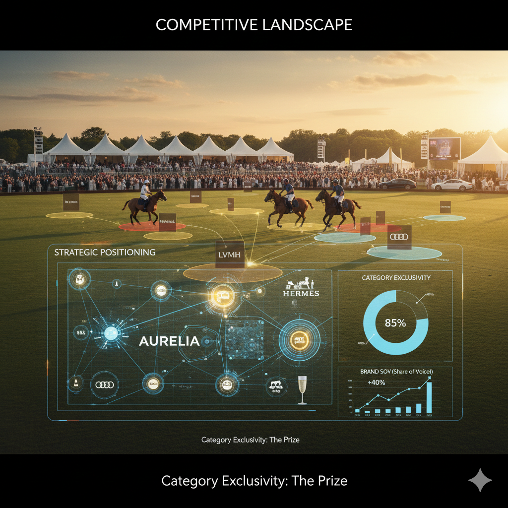 The Competitive Landscape: How Top Brands Position ThemselvesInside the field of luxury events where brands fight for status, positioning matters more than budget. LVMH demonstrated this at the Paris 2024 Olympics, where multiple owned brands activated across ceremonies and competition. The principle applies equally to polo fields. Category exclusivity becomes the prize.