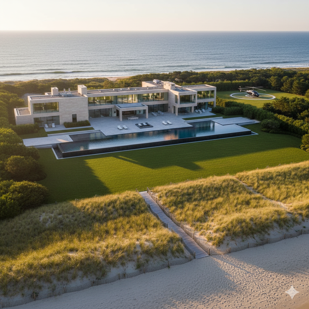 Luxury oceanfront estate representing power dynamics in high-end real estate investing