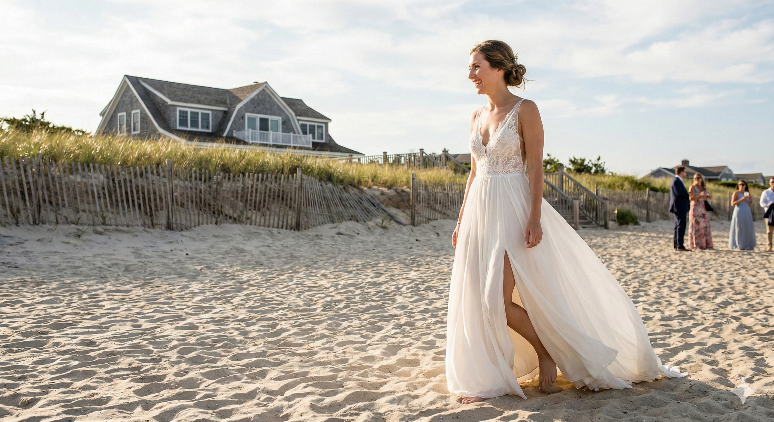 wedding dress in the beach Ombreprom Wedding Dress Simple Off Shoulder Short Sleeves Tulle Lace Beach Bridal Gown main image 1