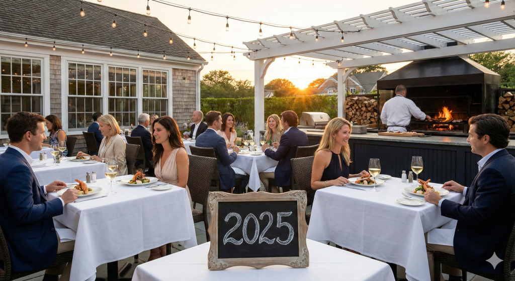 create an image with no words for: Best Restaurants East Hampton 2025: Where to Eat in the Hamptons
