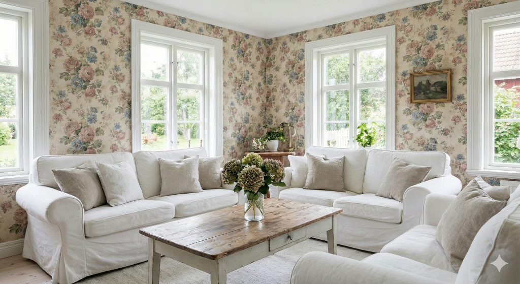 Vintage Floral Wallpaper: The Hamptons Cottage Revival
