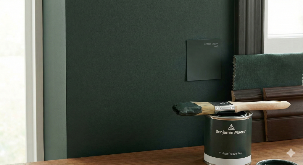 Vintage Vogue (462) is an ultra-dark, smoky green from Benjamin Moore's Classic Collection.