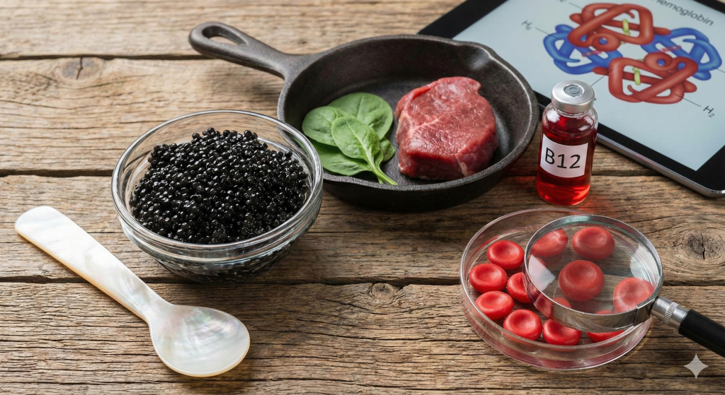 Caviar for Blood Health: Iron, B12, and Hemoglobin Production