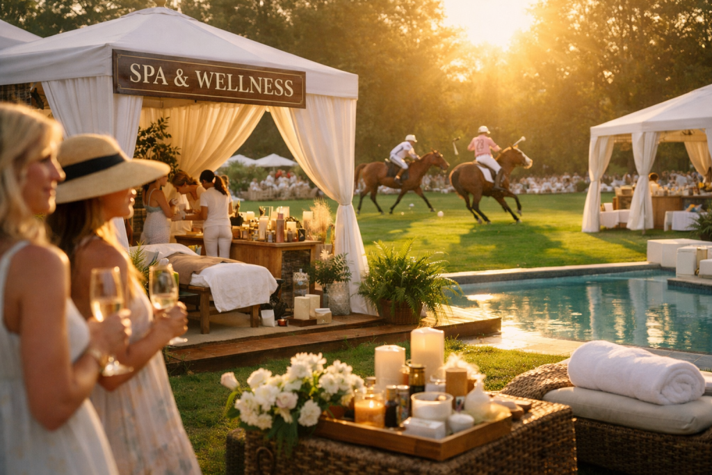 Elegant spa and polo at sunset