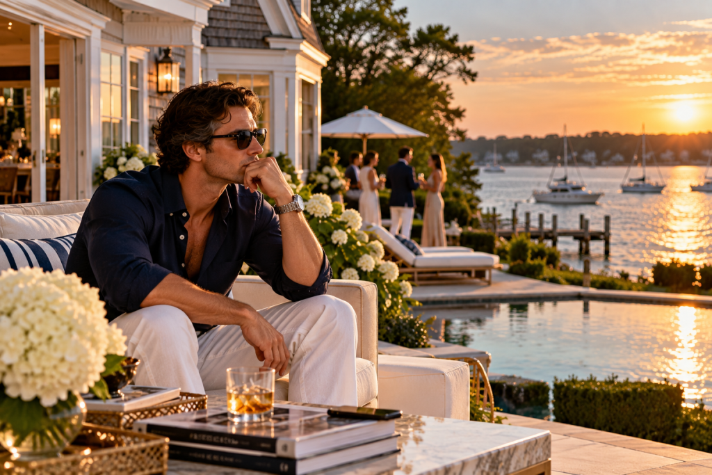 Contemplative Sunset at the Coastal Estate