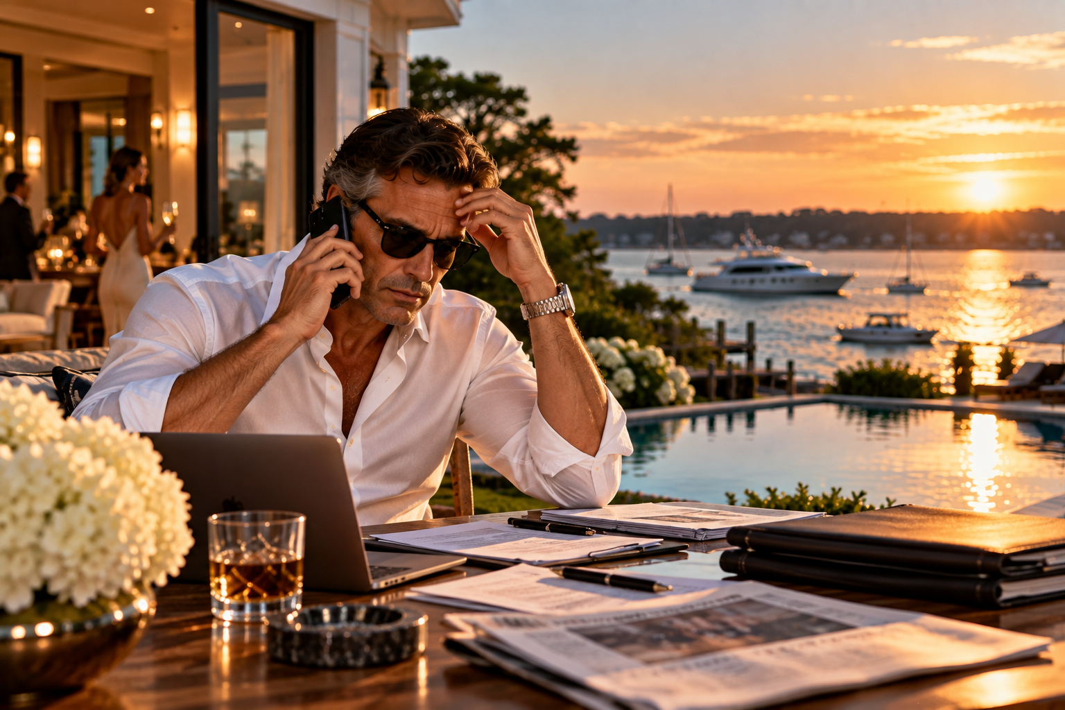 Tense Call at Sunset Marina
